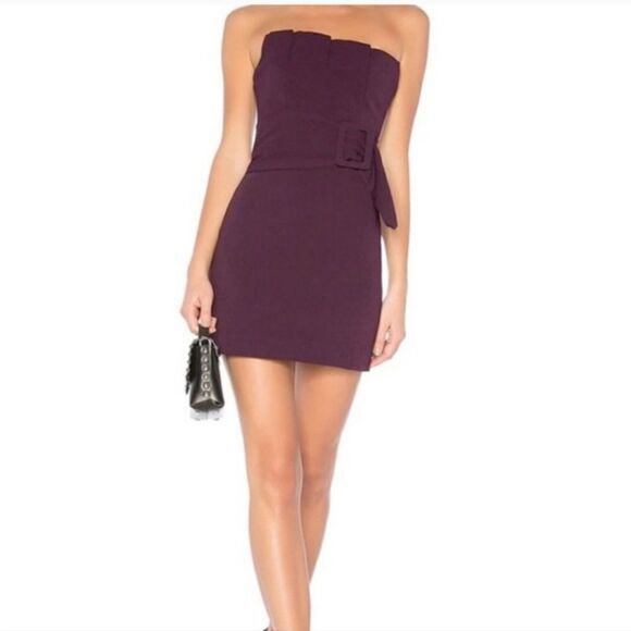 NWT - NBD Lizette Mini Dress with Belt Purple Ponte Fabric Size S - Picture 5 of 13
